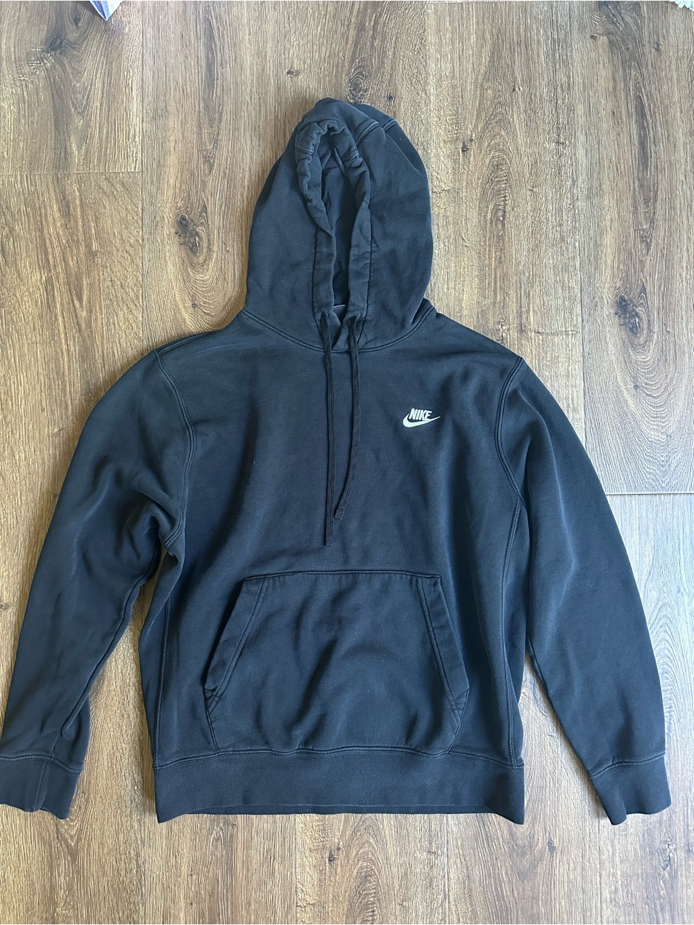 Nike Black Hoodie with White Swoosh - Men's Pullover